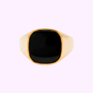 Anillo Sello con piedra negra Oro turco 10K