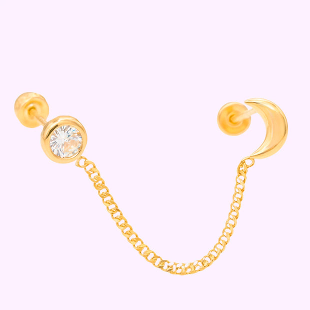 Broquel Luna Bisel Cadena Oro 10K