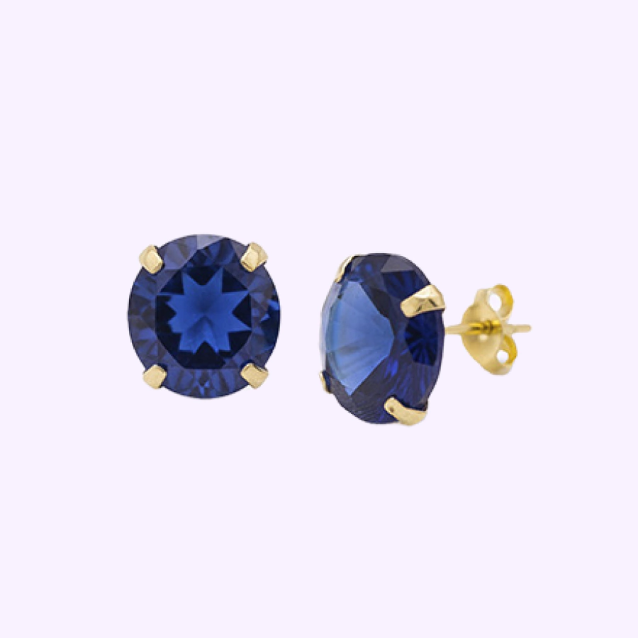 Broquel Recto #2 azul claro Oro 10K