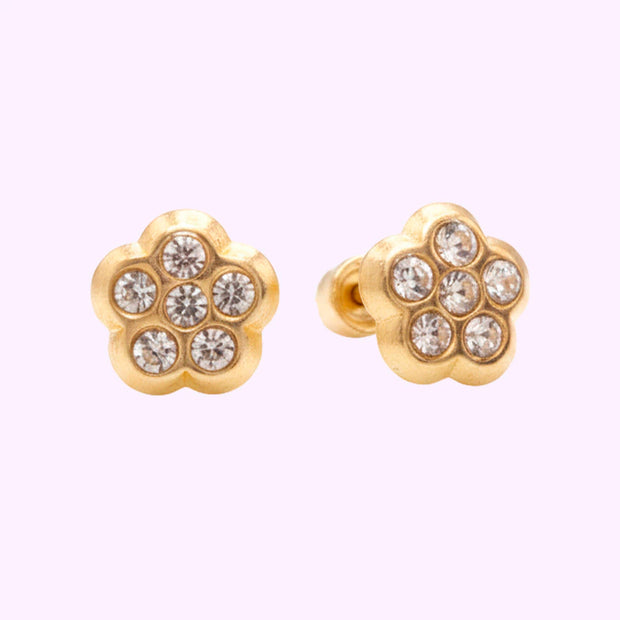 Broquel flor mini 6 piedras Oro 10K