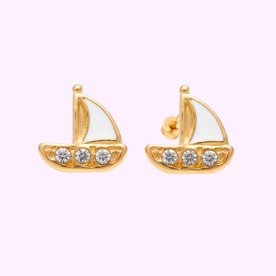 Broquel Barquito Esmaltado Oro 10K