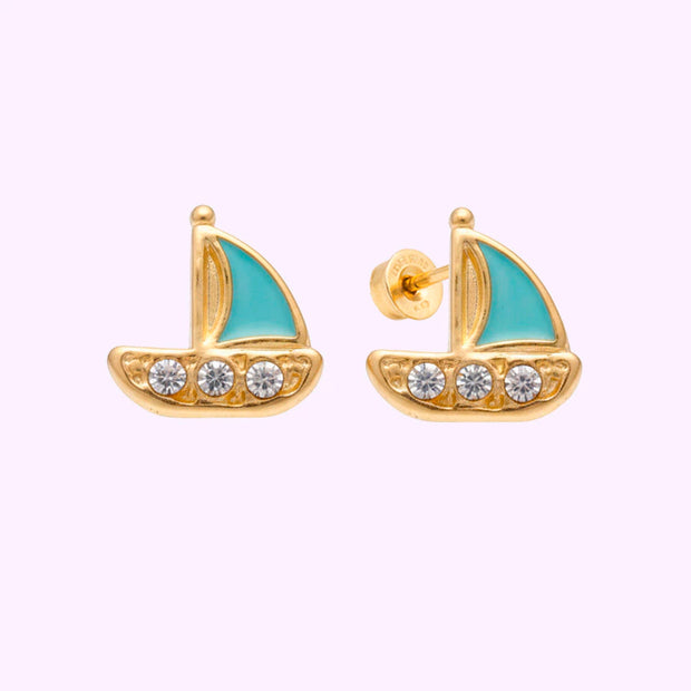 Broquel Barquito Esmaltado Oro 10K