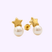Broquel Estrella Mini Perla Oro 10K