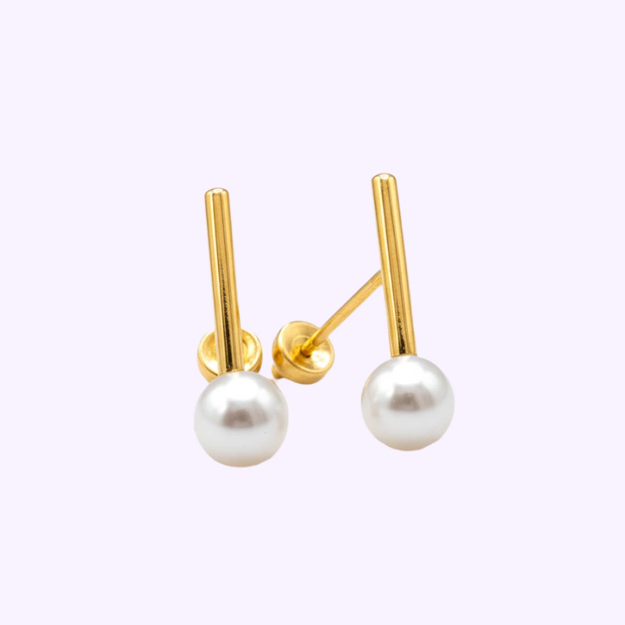 Broquel Barra con Perla Oro 10K