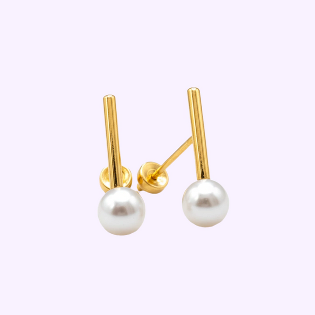 Broquel Barra con Perla Oro 10K