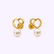 Broquel Corazón Resaque con Perla Oro 10K