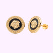 Broquel medusa esmaltado negro Oro 10K