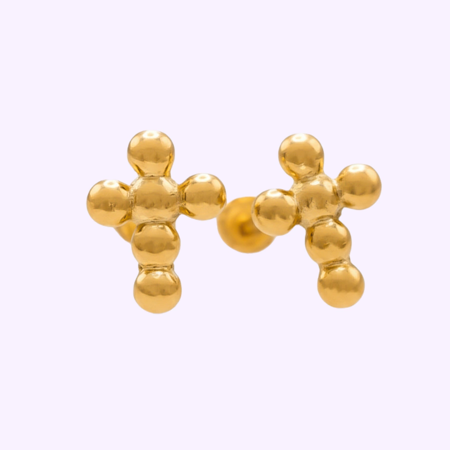 Broquel Cruz bolitas Oro 10K