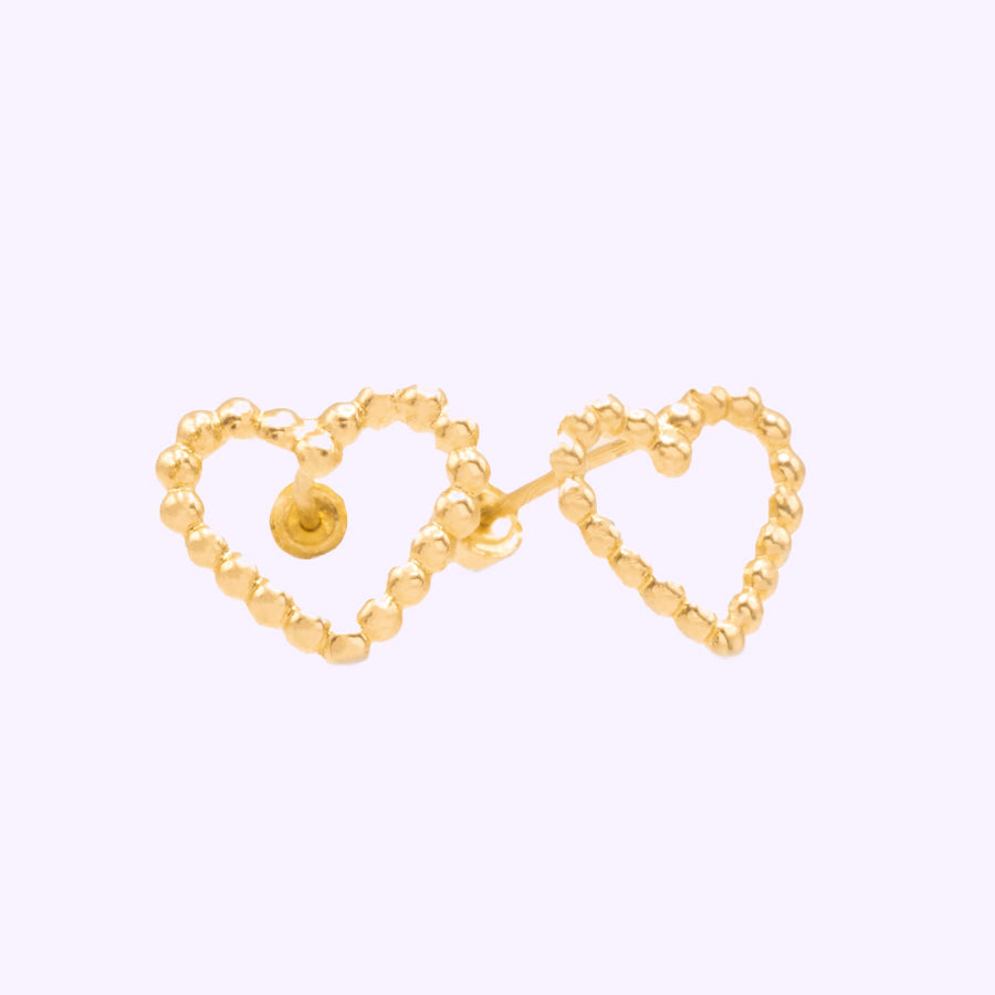 Broquel Corazón bolitas Oro 10K