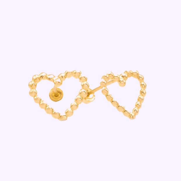 Broquel Corazón bolitas Oro 10K
