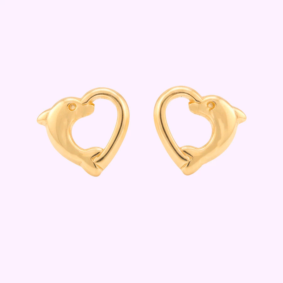 Broquel Delfín corazón resaque Oro 10K