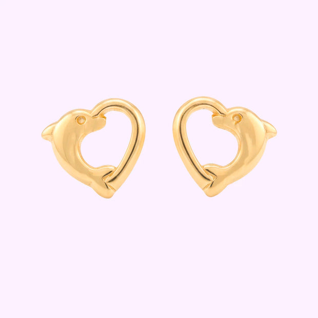 Broquel Delfín corazón resaque Oro 10K
