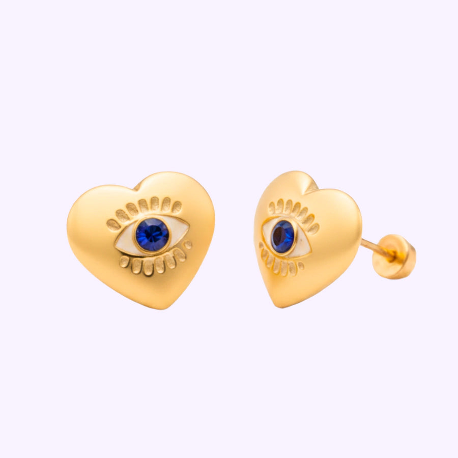 Broquel corazón con ojito Oro 10K