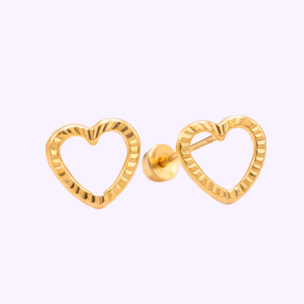 Broquel corazón resaque mini diamantado Oro 10K
