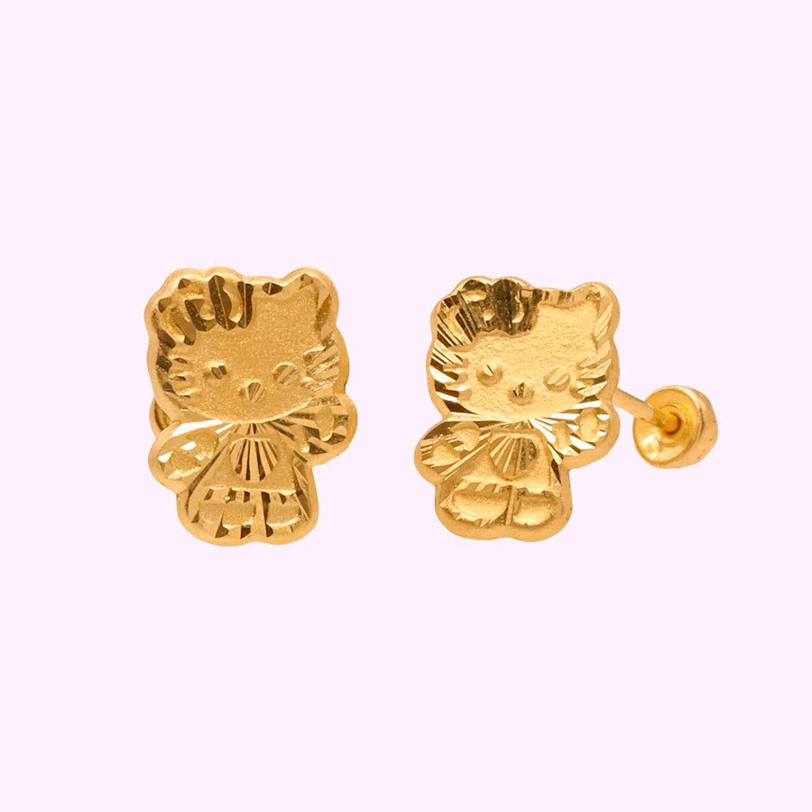Broquel Kitty diamantada Oro 10K