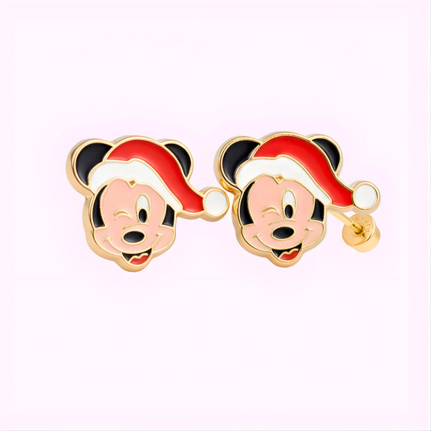 Broquel Ratón Navidad Oro 10K