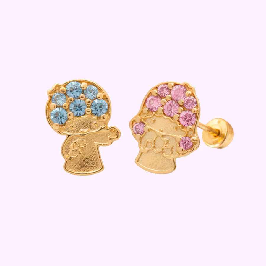 Broquel little twin stars pave Hello Kitty Oro 10K