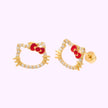 Broqueles Hello Kitty Contorno Pavé Oro 10K