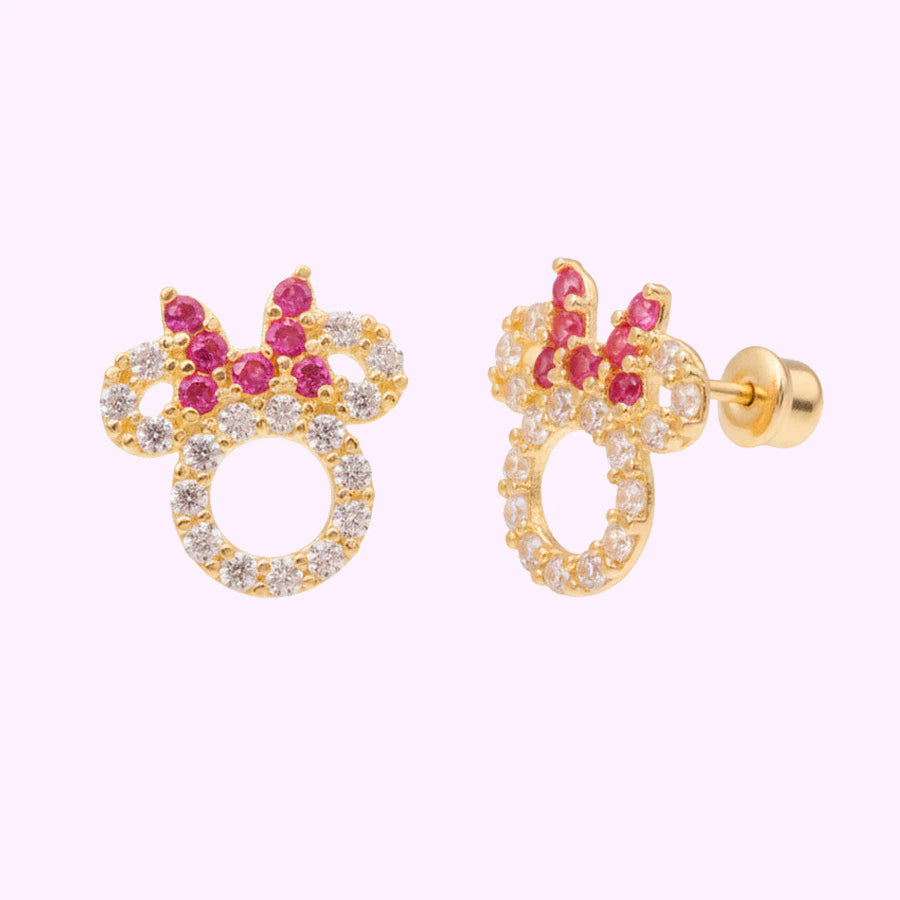 Broquel Minnie moño pave Disney Oro 10K