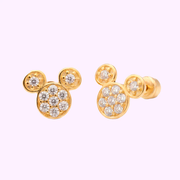 Broquel Mickey mini pavé Oro 10K