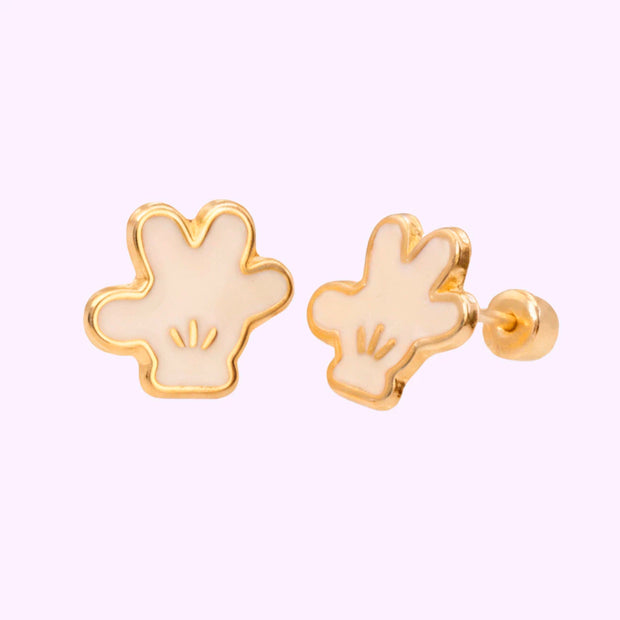 Broquel Mickey guante esmaltado Oro 10K