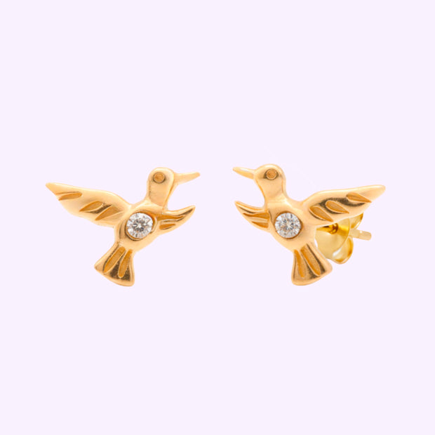 Broquel Colibrí de Luz Oro italiano 10K