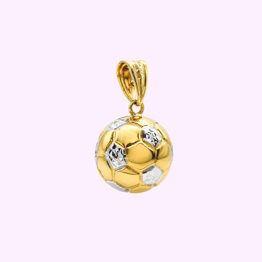 Dije Balón de Oro Italiano 10k Diamantado bitono