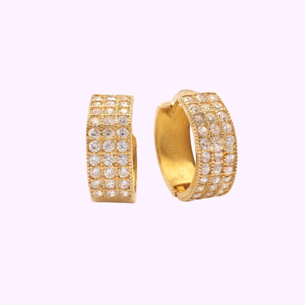 Aretes huggies Italianos Pavé Oro 10k