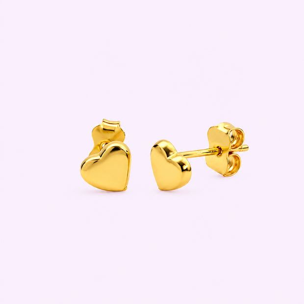 Arete Corazón Liso Pulido Oro Italiano 10K