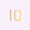 Arracadas Huggies Rectangulares Doble Vista con Zirconias en Oro Turco 10K