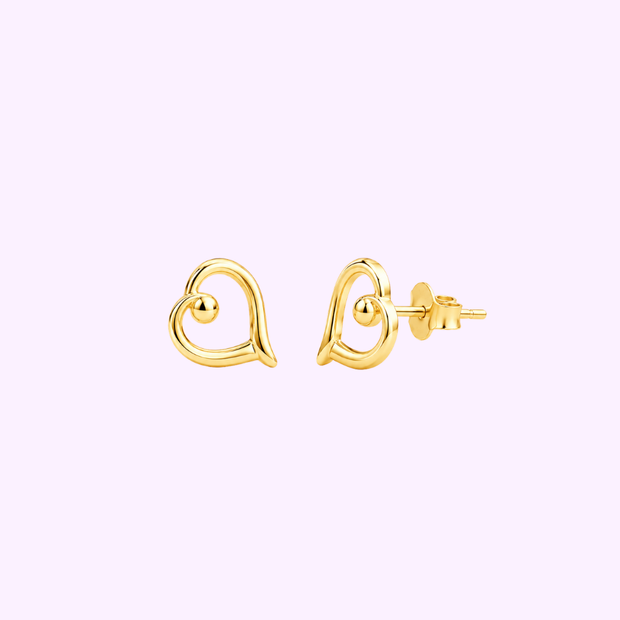Arete Corazón con Resaque Oro Italiano 10K