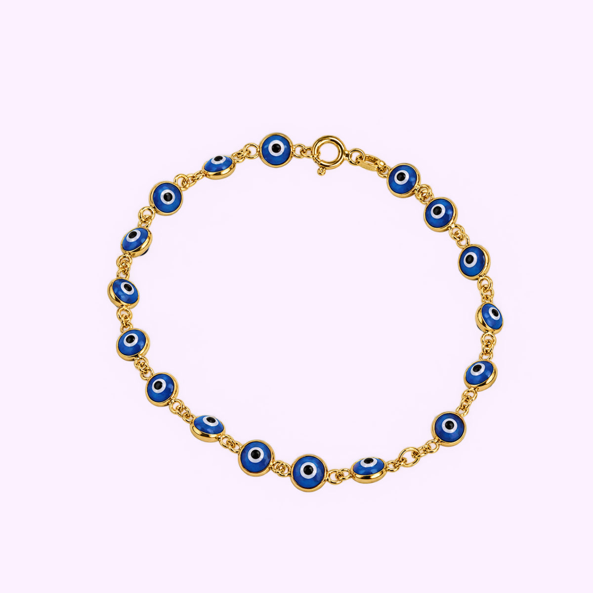 Pulso Ojo protector azul aqua Oro turco 10K