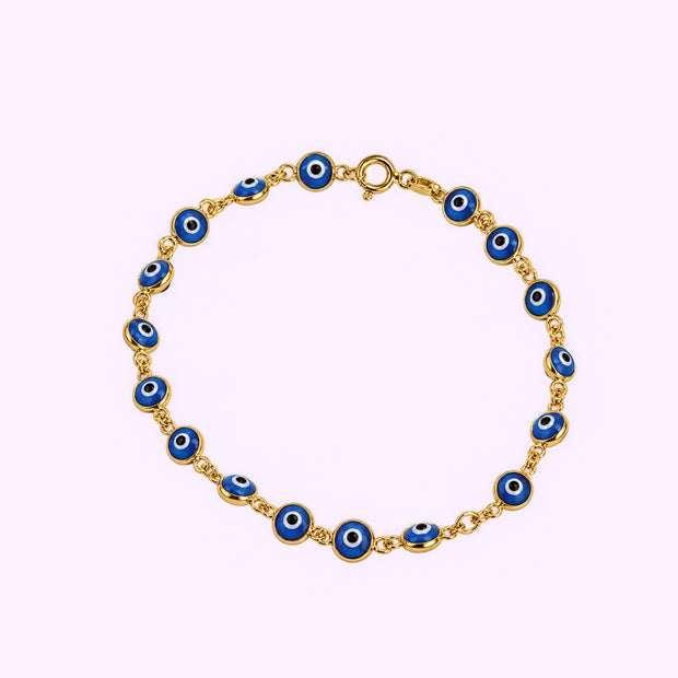 Pulso Ojo protector azul aqua Oro turco 10K