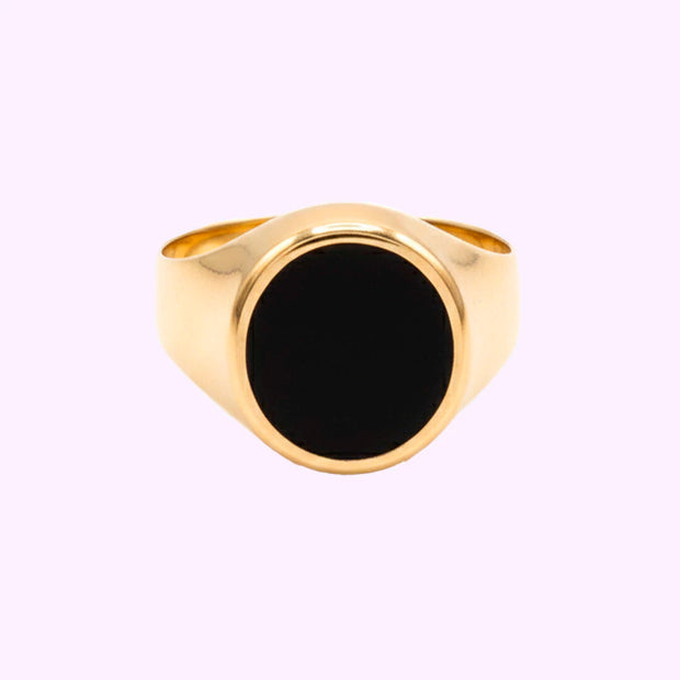 Anillo Sello redondo Elegante Oro turco 10K