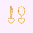 Aretes bolitas con Corazón en Oro Turco 10K
