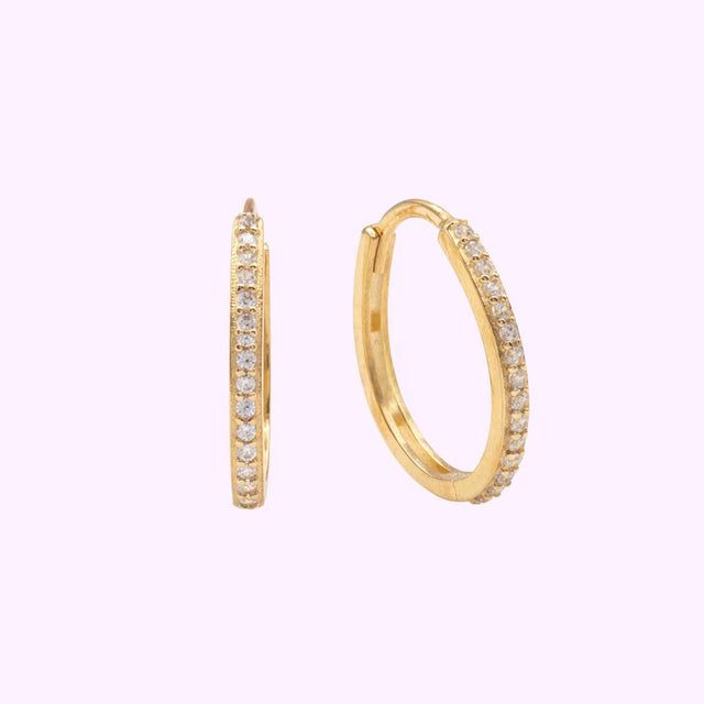 Aretes con Piedras y Calado brillo dual Oro turco 10K