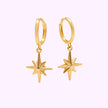 Aretes Huggies con Estrella de 8 Picos Oro Turco 10K