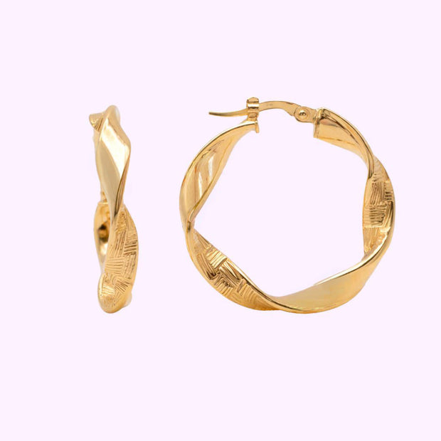 Aretes Torcidos Doble Vista Oro Italiano 10K