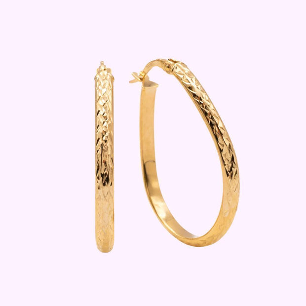 Arracadas Ovaladas Diamantadas en Oro Italiano 10K