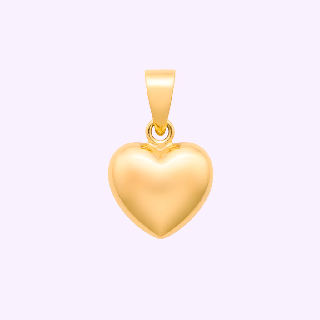 Corazón Inflado Brillante Oro 10K
