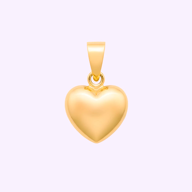 Corazón Inflado Brillante Oro 10K