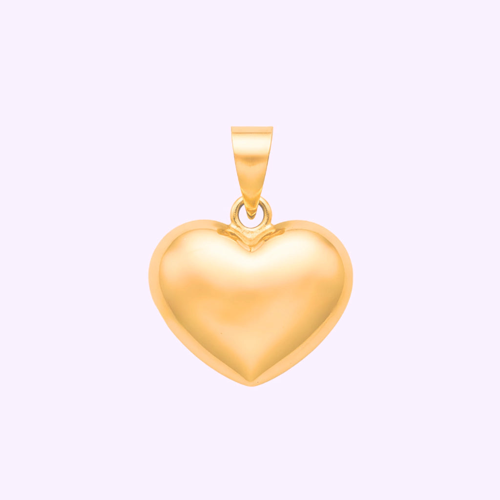 Corazón Inflado Brillante Oro 10K