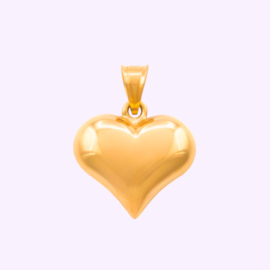 Corazón Inflado Brillante Oro 10K