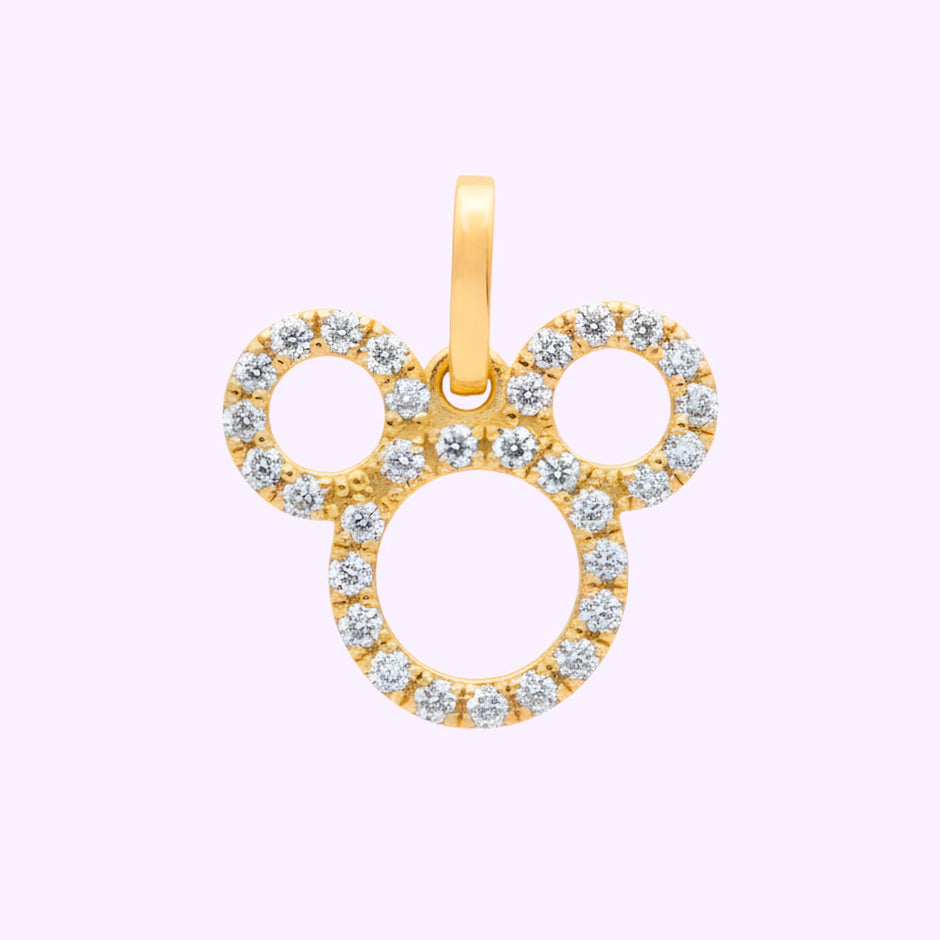 Dije Mickey silueta con CZ Oro 10K