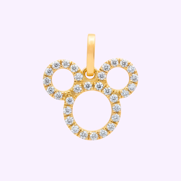Dije Mickey silueta con CZ Oro 10K
