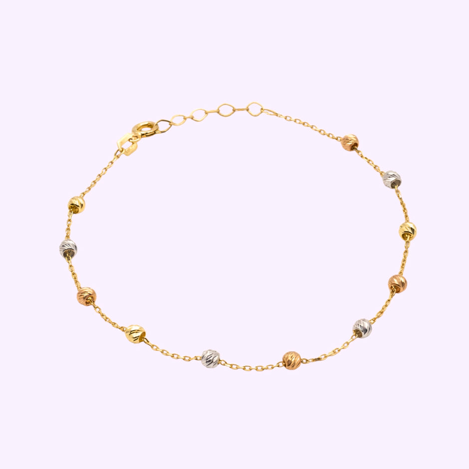 Pulso con Bolitas Estilo Diamantadas Oro Turco 10K