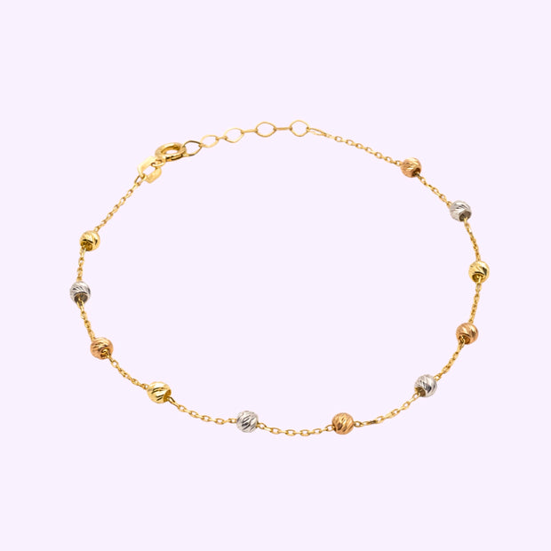 Pulso con Bolitas Estilo Diamantadas Oro Turco 10K