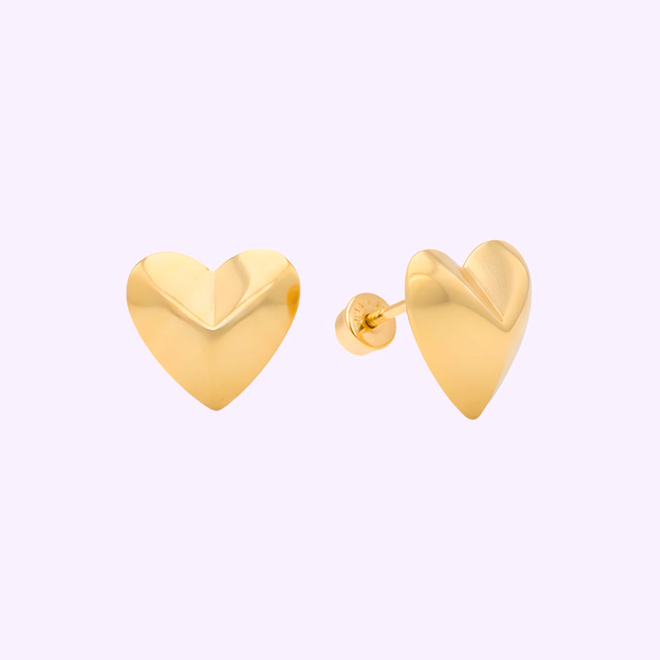 Broquel corazón diamante Oro 10K