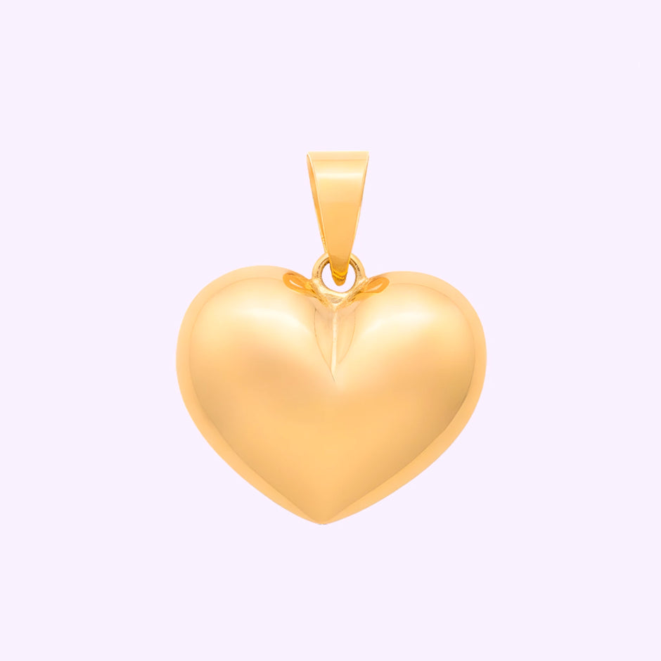 Corazón Inflado Brillante Oro 10K