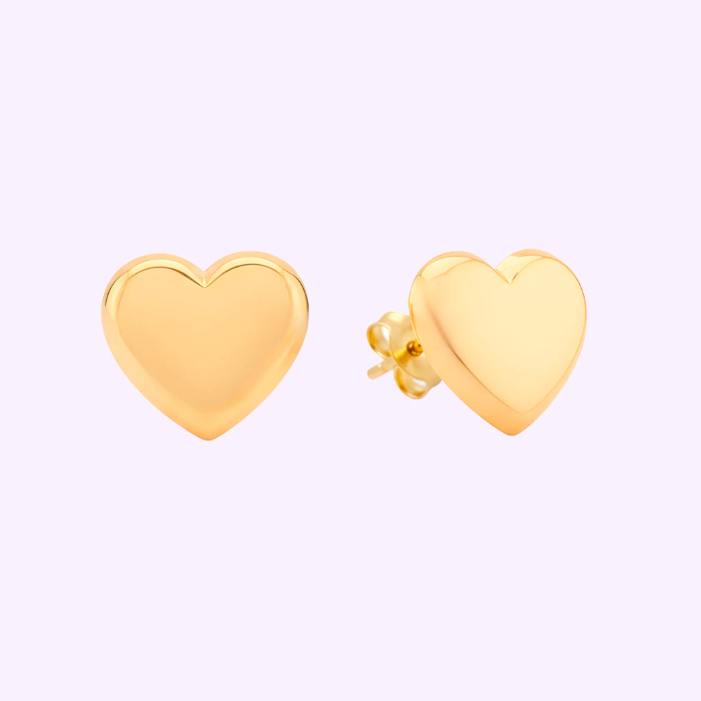 Broquel corazón botón mariposa Oro 10K